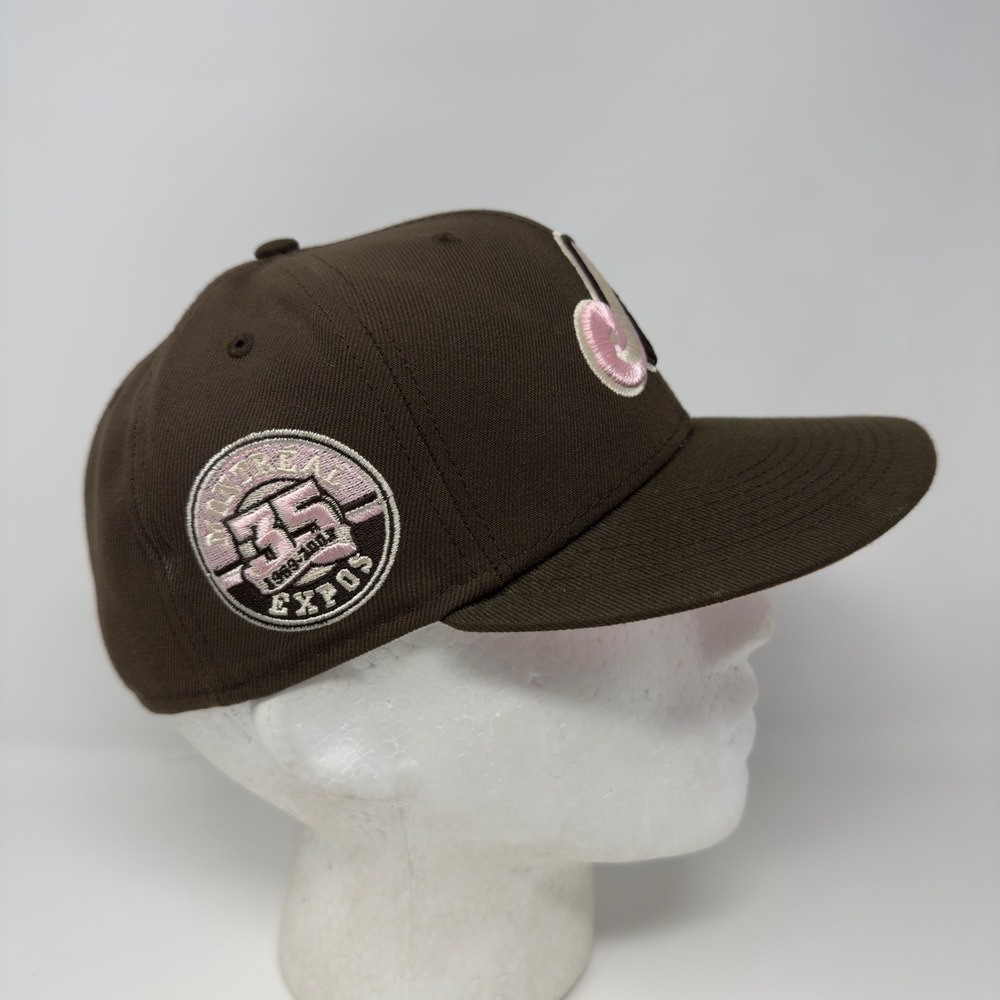 New Era Montreal Expos 59FIFTY Fitted Hat Brown Pink 35th Anniversary Size 7 1/2 - Picture 2 of 10